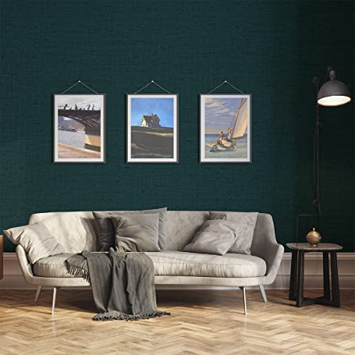 Akywall 393.7" Fabric Linen Wallpaper Peel And Stick Blackish Green Faux Grasscloth Contact Paper Textured Waterproof Self Adhesive Stick On Wall Paper Removable Solid Vinyl Roll For Cabinet Drawer #TOP5