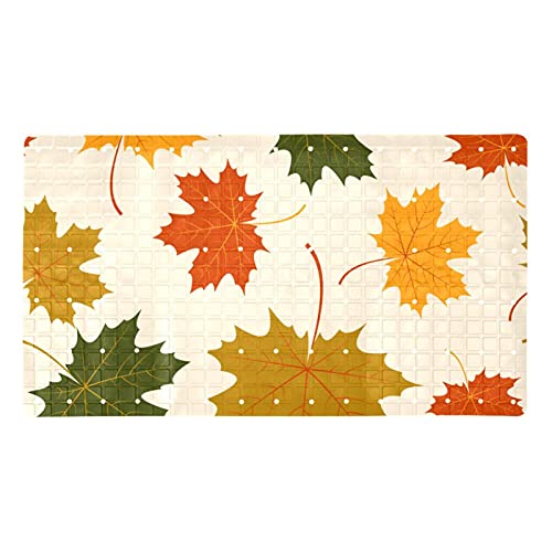 Bennigiry Badewannenmatte mit Saugnäpfen, Abflusslöchern, ungiftig, mehr Sicherheit für Kinder und ältere Menschen, maschinenwaschbar, Herbst-Ahornblätter