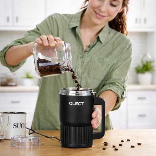 Image of QLECT Electric Coffee Grinder & Spice Grinder, Plug-in Stainless Steel Blade Grinder with Lid, Multi-Purpose Grinder for Coffee Beans, Spices & Herbs, Black