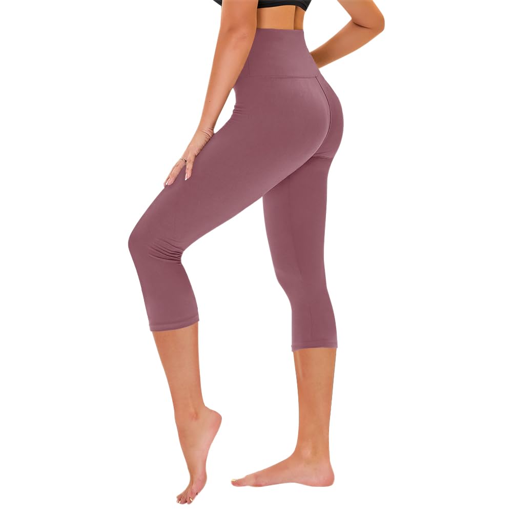 TNNZEET Capri Leggings for Women - Tummy Control High Waisted Soft Yoga Pants for Gym Workout