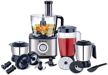 FX-1000 1000 Watts Food Processor, Silver, Black