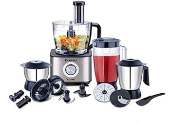 Bajaj FX-1000 1000 Watts Food Processor, Silver, Black