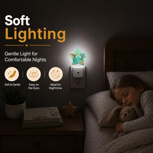 Image of Hummingbird Star Night Light Plug in, Soft Glow Night Light for Kids Bedroom Nursery, Gentle Warm Light for Sleep, Compact Lamp for Hallway Bathroom