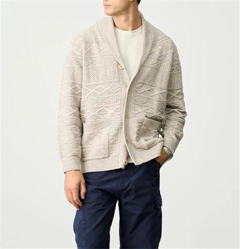 Men Shawl Collar Cardigan Texture Sweater Vintage Knitwear2