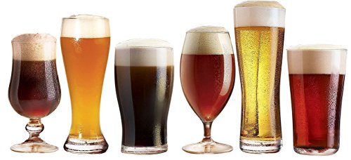 Luminarc Tabletop Beer Glass, Assorted Craft Brew, Set of 6, Clear