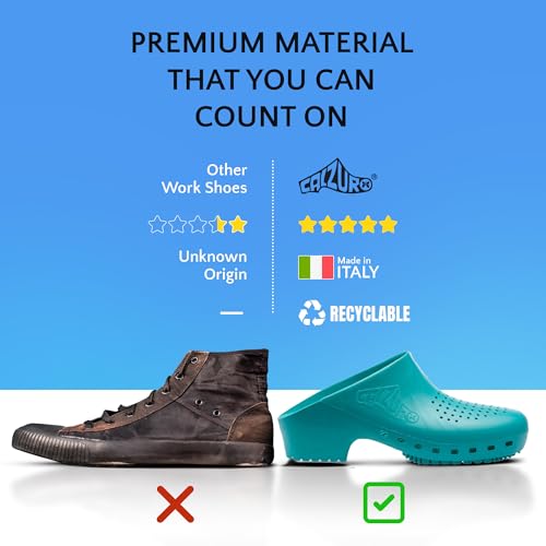 Image of CALZURO Classic Work Clogs with Holes - Unisex Work Clogs for Women and Men - Non Slip Shoes - Autoclavable Rubber Kitchen Shoes and Nursing Clogs