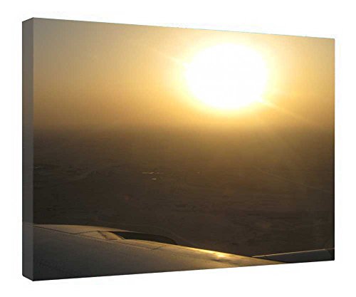 Toile Coucher de soleil cadre bois pour salon chaleureux 40x50