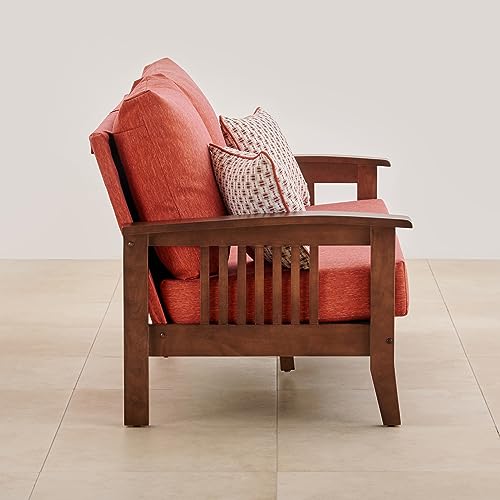Image of Home Centre 2 Seater Abby Fabric Sofa| Fabric Sofa| (Rust Orange) |Two Year Warranty