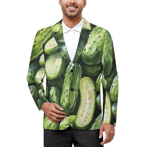 Dill Pickles Men's Slim Suit Long-Sleeve Prom Tuxedo Classic Two Button Business Jacket