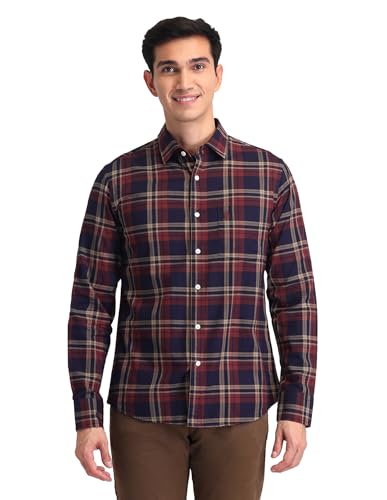 Image of U.S. POLO ASSN. Men's Pure Cotton Regular Fit Grid Tattersall Checked Shirt