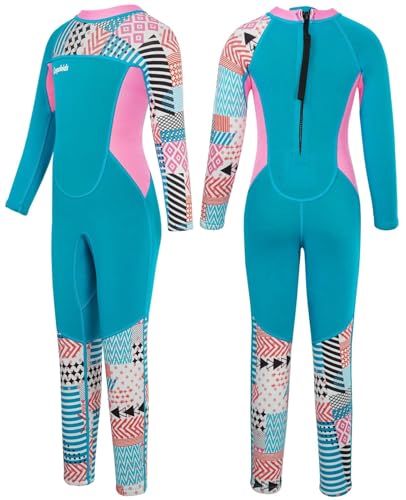 Gogokids Langarm-Neoprenanzug für Kinder, 2,5mm Neopren UV-Badeanzug Rückenreißverschluss, Thermo Neoprenanzüge für 2-10 Jahre Mädchen Jungen zum Schwimmen, Surfen, Tauchen