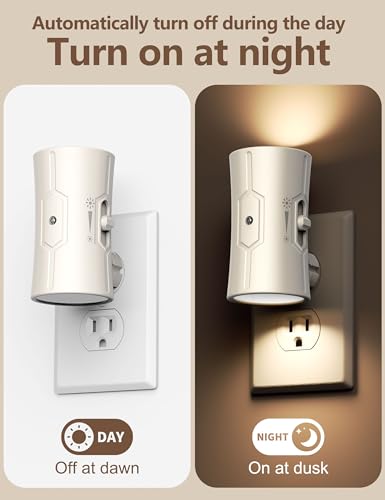 fesnne Night Light, LED Night Lights Plug into Wall, [2 Pack] Warm White 3000K, 0-100LM Adjustable Brightness Light Sensor Nightlights Plug in Wall for Hallway, Bathroom, Adults, Neutral Beige image 2