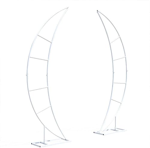 Miniatura 4 de Soporte de arco de boda en forma de luna blanca de 6.6 ft de altura, arco de boda de hierro, media luna, soporte floral para telón de fondo de boda,
