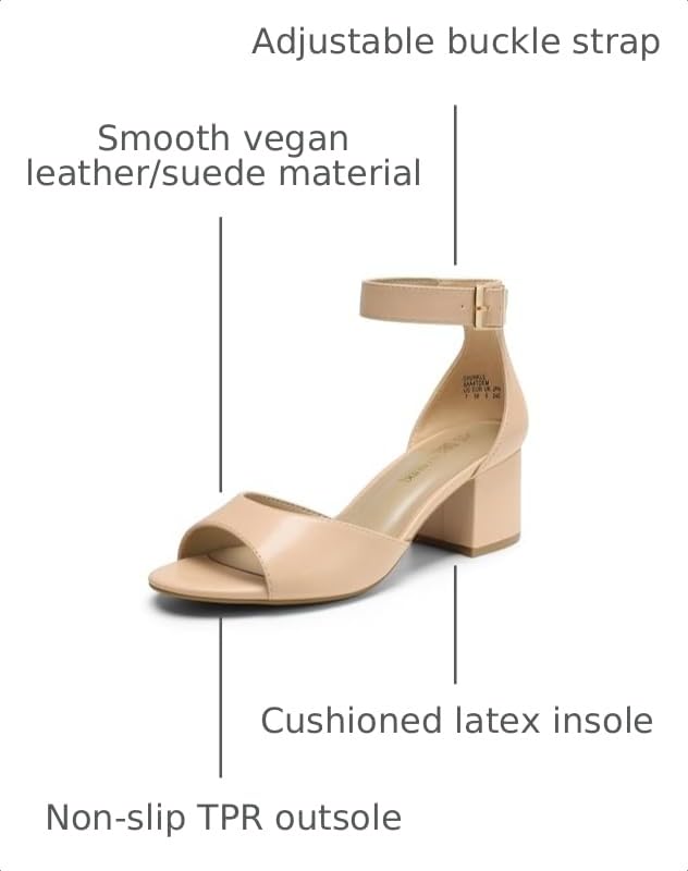 Image of DREAM PAIRS Women's Chunky Heel Sandal | 2.2 inch chunky block heels,open toe with ankle strap buckle, classic comfortable heeled sandals,wedding party dress shoes