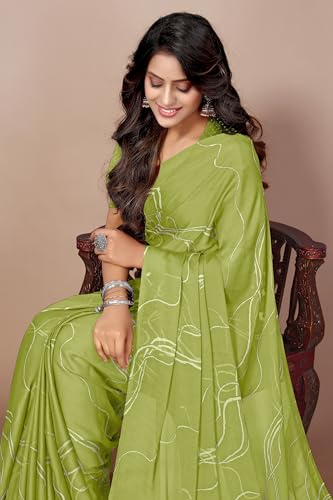 Image of MIRCHI FASHION Saree for Woman Chiffon Georgette Geometric Printed | Lightweight Farewell and Women's Office Sari with Blouse Piece