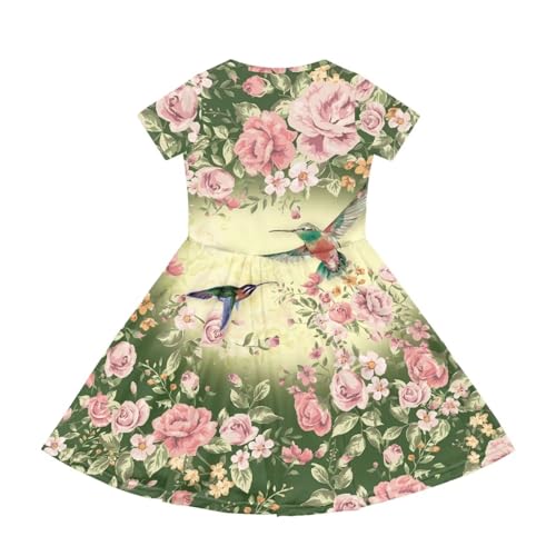 Girls Summer Dress Beach Dress Short Sleeve Dresses Birthday Sundress Swing Outfit 2-14 Years2