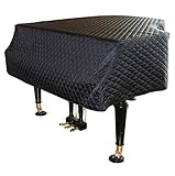 LekLai Klavierabdeckung Für Aufrechtes Klavier, Dreieckige Klavierabdeckung, Feuchtigkeitsbeständig, Wasserdicht, Schwarz, Gesteppt, Große Klavierabdeckung/210Cm
