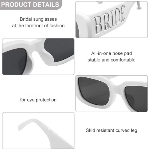 Bride Sunglasses White Wedding Sunglasses for Women Wedding Bridal Sunglass for Bridal Shower Gifts Lightweight Bridal Party Gifts Perfect Fit for Most Face Shapes Bride to be3