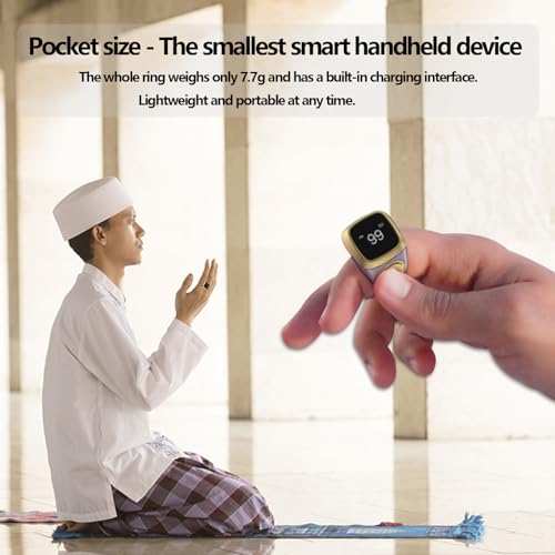 Smart Tasbih Zikr Ring, 20mm Muslim Digital Azan Alarm Clock, Tasbih Counter Smart Ring - Additional View