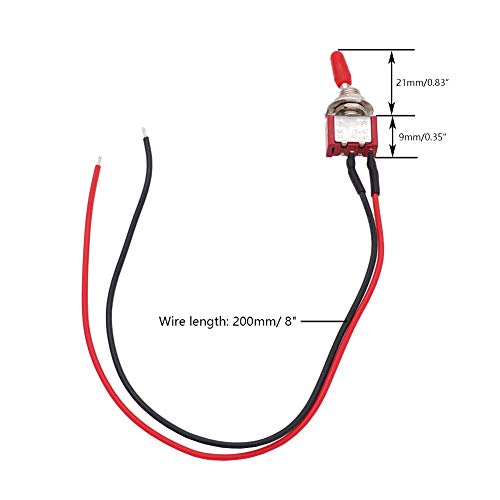 mxuteuk 8Pcs Mini Toggle Switch SPST 2 Position 2 Pins ON/Off AC 125V 5A AC 3A 250V with Pre-soldered Wires MTS-101-X - Image 4