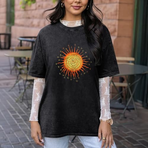 Vintage Oversized Sun Aesthetic Graphic Tees Distressed Band T Shirts for Women Boyfriend Baggy Casual Shirt Tops4