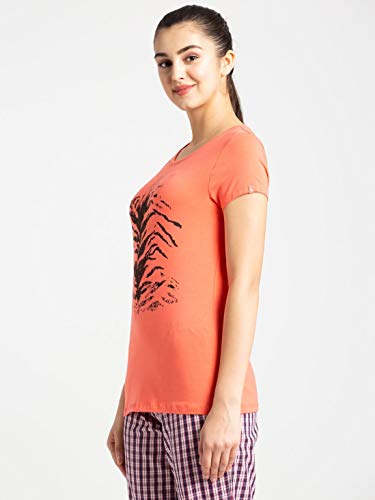Image of Jockey 1361 Women's Super Combed Cotton Elastane Stretch Regular Fit Graphic Printed Round Neck Half Sleeve T-Shirt (Prints May Vary)