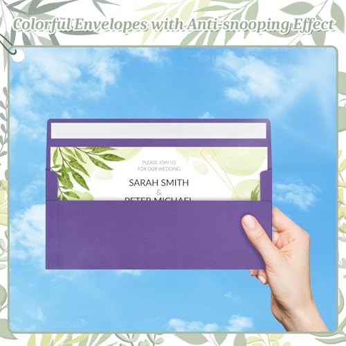 Image of 200 Pcs #10 Purple Envelopes Letter Size Self Seal, Business Envelopes