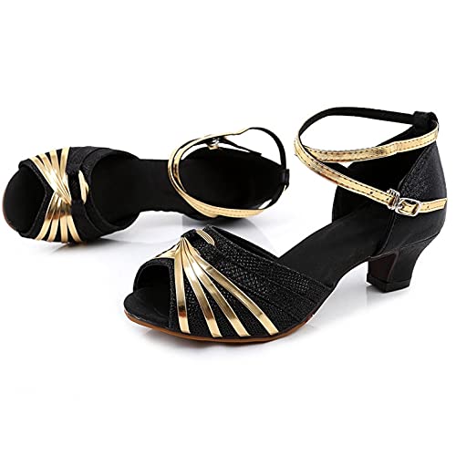 Hbeylia Rhinestones Dress Sandals Shoes For Women Ladies Gold Silver Glittering Leather Peep Toe Kitten High Heels Ankle Strap Dressy Pump Ballet Flats For Wedding Dancing Dress Evening Party4