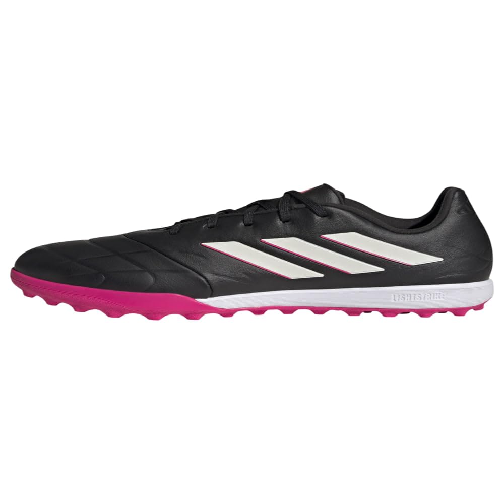 adidas Unisex Copa Pure.3 Turf Soccer Shoe, Black/Zero Metallic/Team Shock Pink, 7 US Men