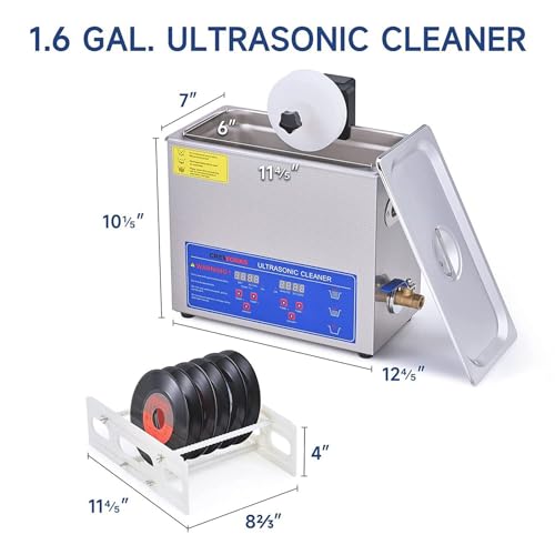 Limpiador ultrasónico de discos de vinilo con calentador y control de temporizador, limpieza eficaz para discos, gafas, relojes, joyas y placas de circuito