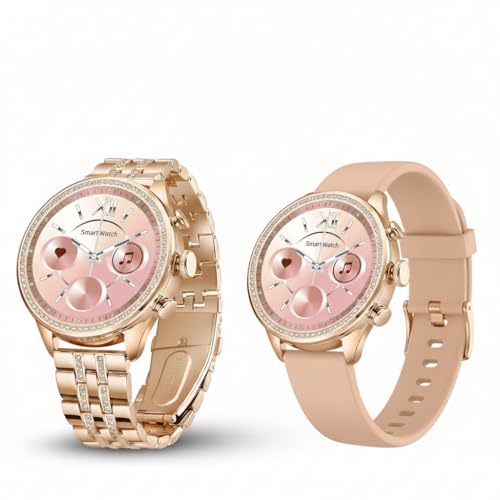 Tamisya Premium Gen 9 Smartwatch for Women | HD Display | Bluetooth Calling | Customizable Watch Faces | Activity Tracker & Water Resistant | Rose Gold with Metal & Silicone Strap
