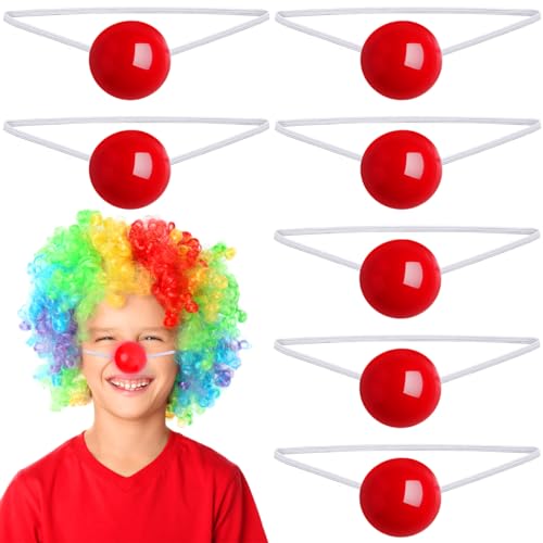 NUOBESTY 12pcs Light Up Clown Nose Blinking Red Reindeer Nose with String