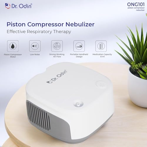 Image of Dr. Odin ONG 101 Smart Portable Nebulizer | Whisper-Quiet Operation | Pediatric to Adult Use | Compact & Efficient Design | Proudly Made in India | Stylish White & Grey
