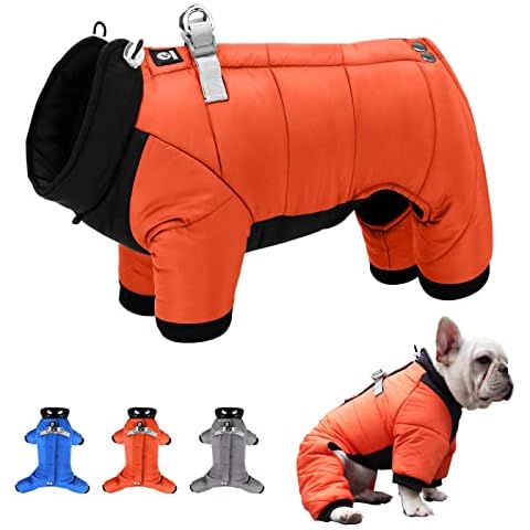 Beirui Waterproof Small Dog Coats for Puppy - Windproof Warm Full Body Coat for Small Dogs - Quality Puppy Winter Clothes Reflective Outdoor Snow Jacket (Orange,Chest 17.0’’) Cover