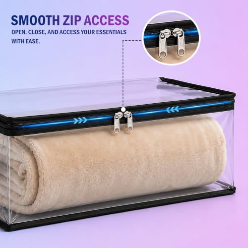 Image of JD FRESH 4 Pack Transparent Plastic Clothes Storage Bag | Clothes Organiser for Wardrobe | Saree Organizer for Wardrobe | Saree Covers for Dress, Blanket & Storage - 18 x 12 x 6.5 inch