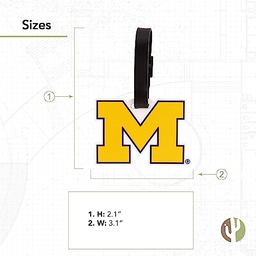Desert Cactus University of Michigan Luggage Tag UM Wolverines Durable PVC Travel ID Label for Bags and Backpacks (Design A)3