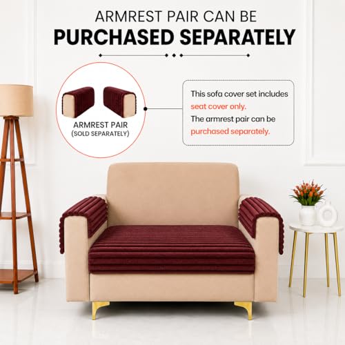 Image of Homerz Premium Rabbit Fur Sofa Cover with Anti-Skid Backing, Soft Plush Fabric Sofa Protector for Living Room Furniture (Pink, 1 Seater, Only Seat Cover)