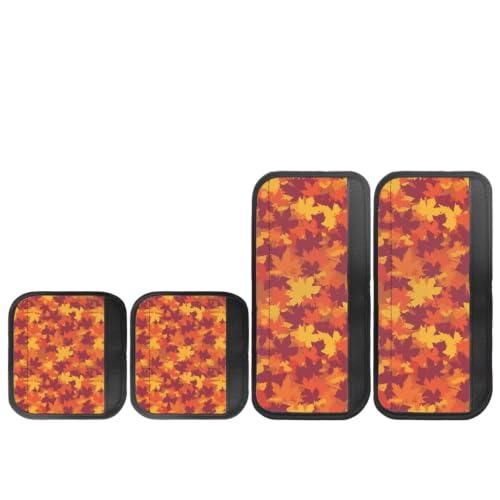 Image of Dreaweet Maple Leaf Print Refrigerator Handle Covers Set of 4