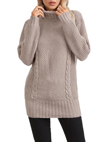 Womens Turtleneck Cute Cable Knit Sweater Dress Spring 2025 Trendy Casual Outfits Long Sleeve Mini Dress