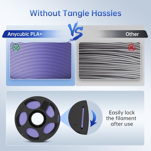 Image of ANYCUBIC PLA Plus (PLA+), RFID 3D Printer Filament 1.75mm, High Toughness Filament, Dimensional Accuracy + /- 0.02mm, Print with Most FDM 3D Printers, Reusable Spool, 1KG, Purple
