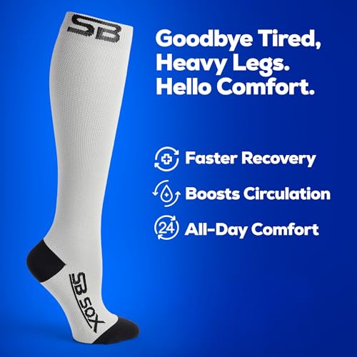 Image of SB SOX Compression Socks for Men & Women (20-30mmHg) - Best Compression Socks for Travel, Medical, Sports, Wide Calf Fit, and Daily Wear