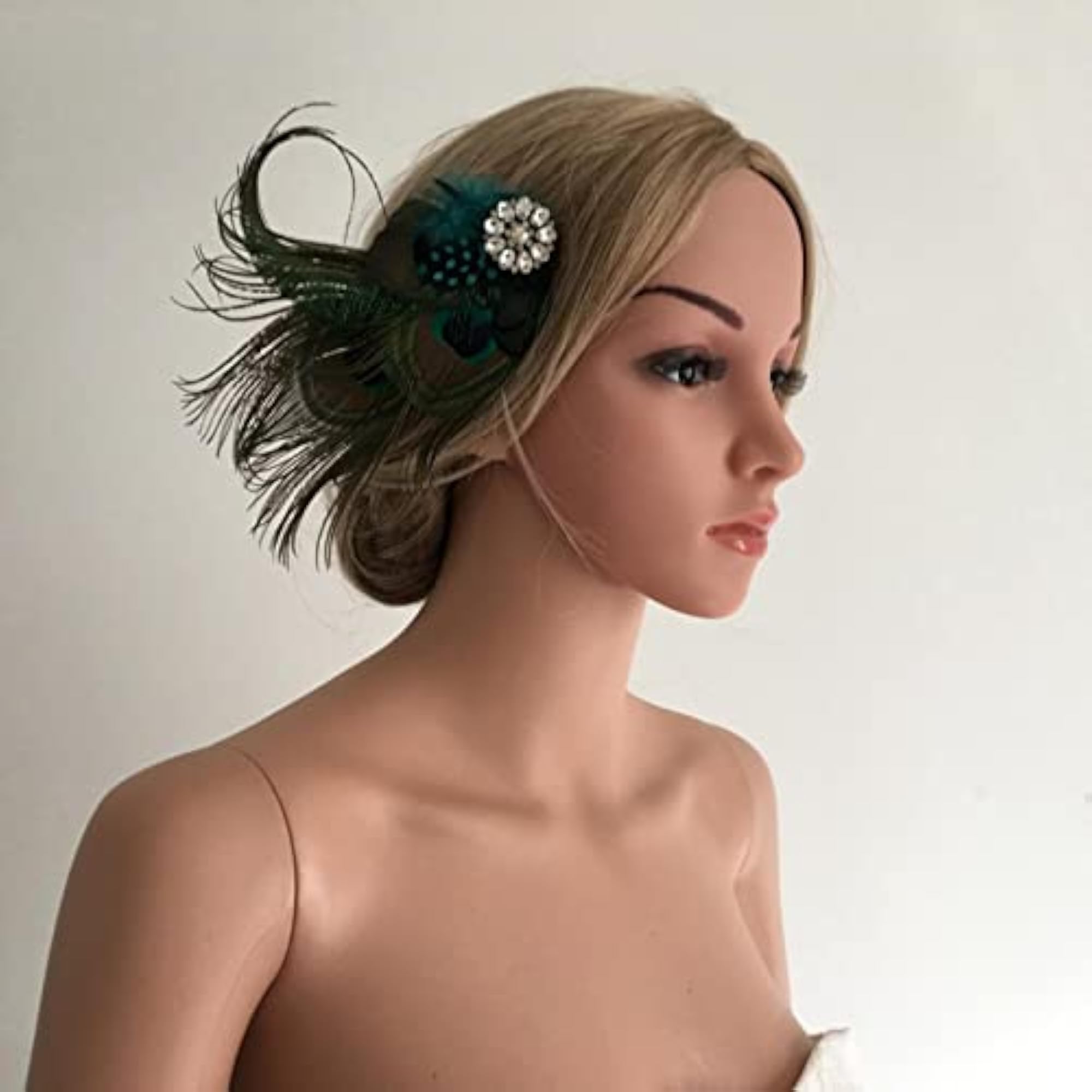 Vintage Peacock Crystal Flower Hair Clip Headpiece