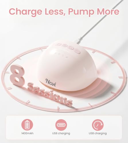 Image of NCVI Wearable Breast Pump for Moms, <42dB for Office, Home, Travel (Pink)