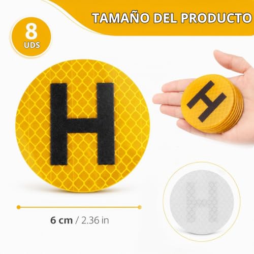 Miniatura 2 de Pack De 8 Pegatinas Vehículo Histórico Homologadas 60mm Señal H Distintivo Reflectante Alta Visibilidad Nocturna Vinilo Adhesivo Resistente Al Agua Para Exterior Coche Y Moto Decoración Automóvil