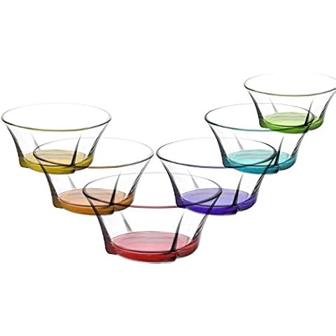 LAV Truva set of 6 glass bowls with coloured base, dessert bowls, starter glass bowls, 190 ml Cover