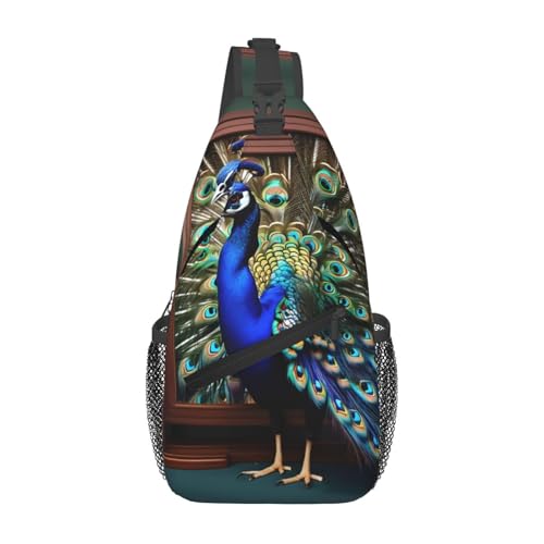 Mochila bandolera MyPiky con estampado de pavo real