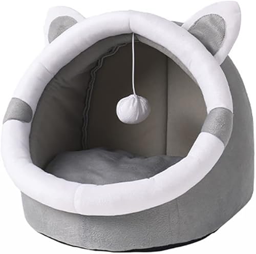 Miniatura 1 de Camas para gatos  Cama para perros pequeños con parte inferior antideslizante, cueva para gatos y perros con juguete colgante, cama para cachorros