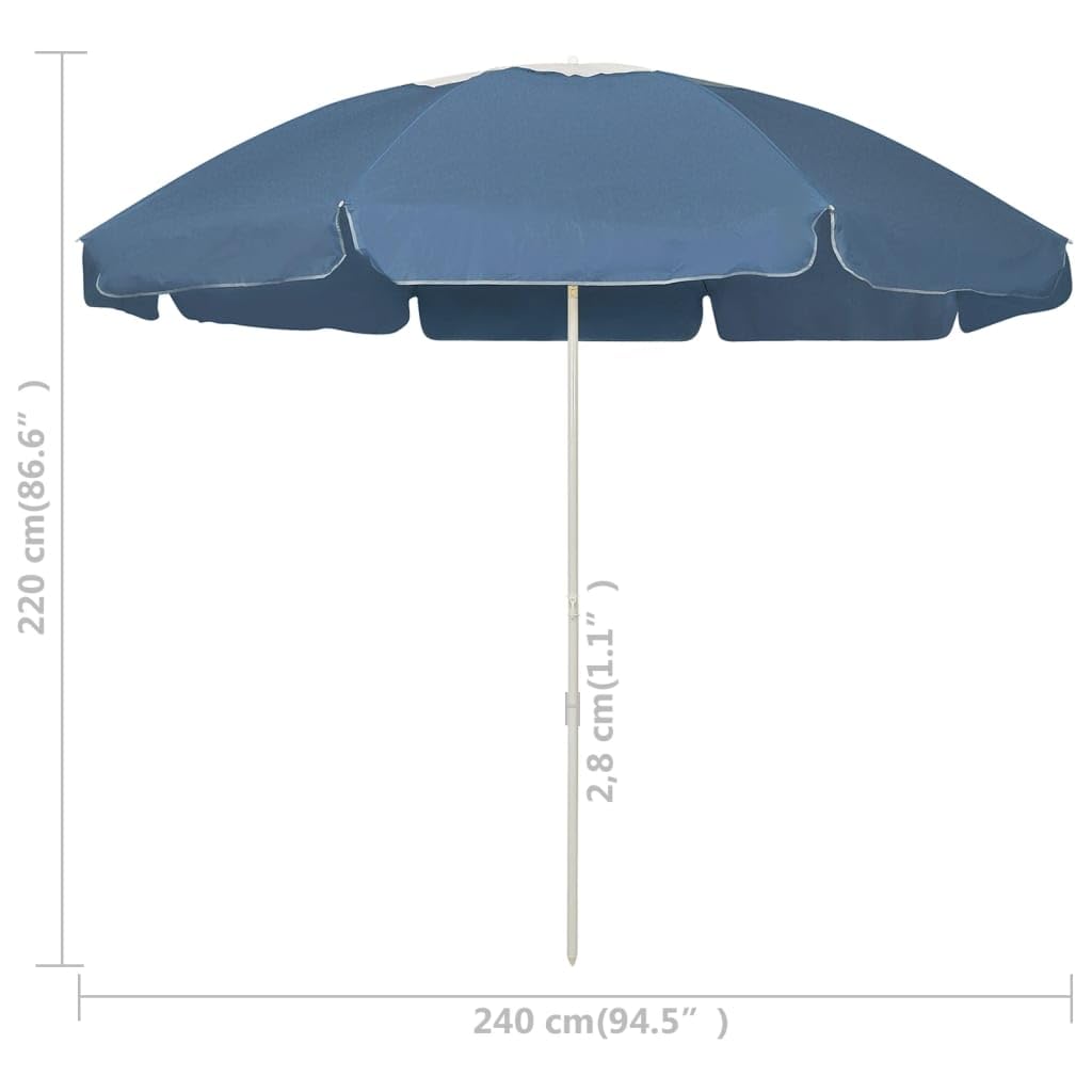 Ombrellone da spiaggia giallo sabbia, 240 cm, pieghevole, per spiaggia, giardino e balcone, grande ombrellone da giardino con inclinazione e apertura antivento, stabile ed elegante