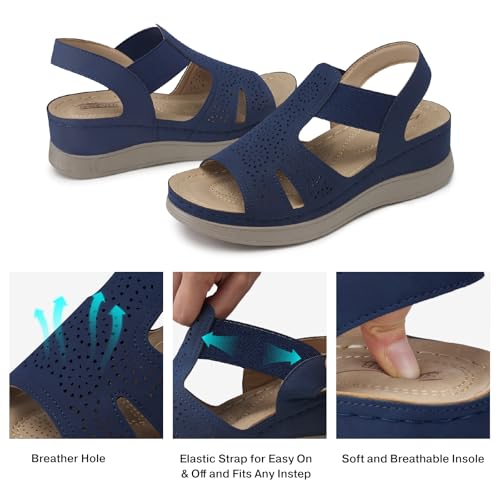 Image of SHIBEVER Wedge Sandals Women Comfortable: Sandals for Women 2026 Dressy Summer Ankle Strap Open Toe Low Heel Platform Wedges Shoes