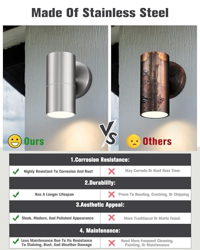 Image of Ken & Ricky Modern Stainless Outdoor Wall Sconce Lights,Brush Nickel,2 PK
